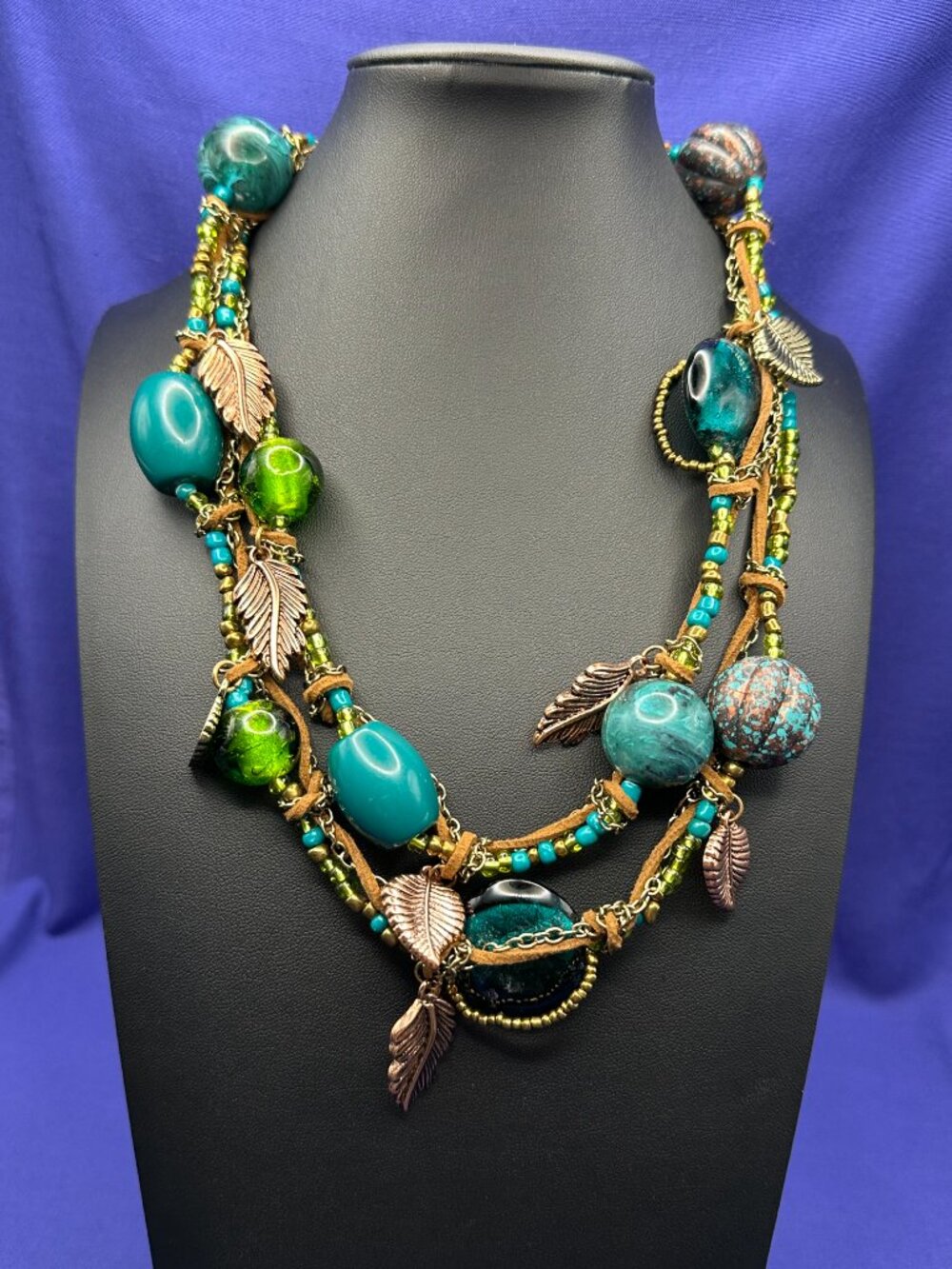 EL Erica Lyons Long Multi-Strand Mixed-Media Boho Statement Necklace